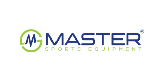 Logo značky Master Sports Equipment v modré a zelené barvě, dekorativní grafika partnera