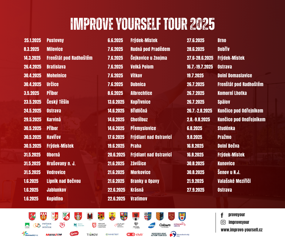 IMPROVE YOURSELF TOUR 2025 – Zažij PARKOUR na vlastní kůži!